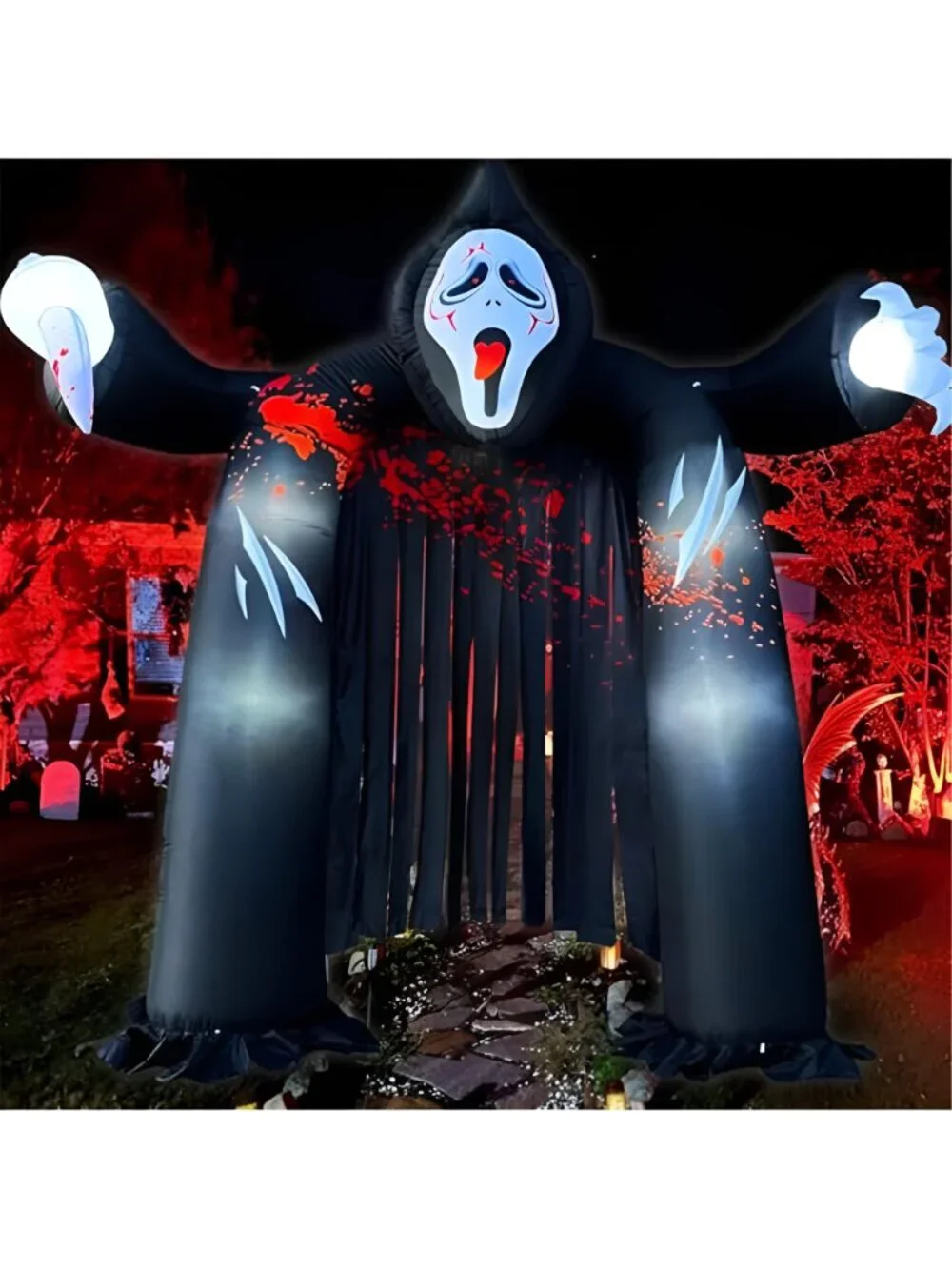 10 FT Halloween Inflatable Ghost Archway with Built-in LED Lights